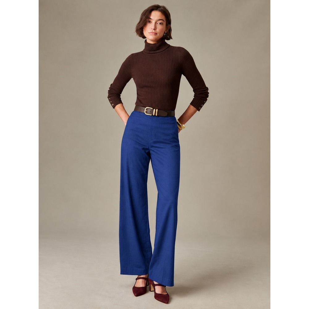 J.McLaughlin Women's Carter Dupioni Cotton Pants Navy Size 8 Quiet Luxury